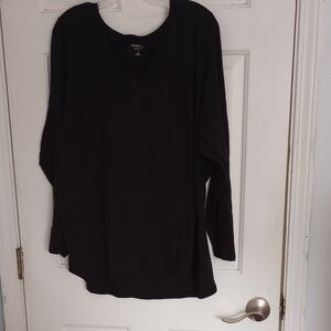 Torrid Black Long Sleeve V-Neck Top